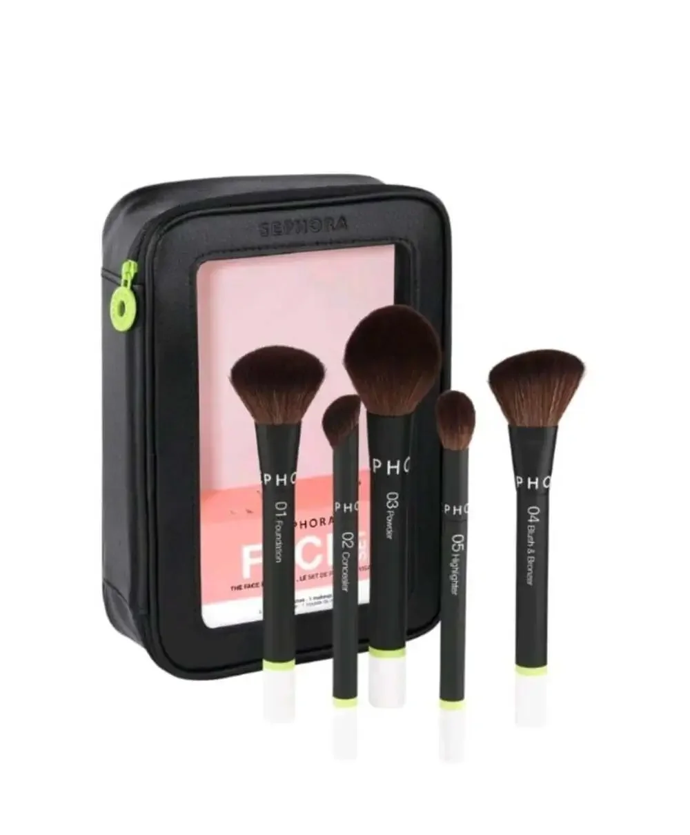 B$44 MSRP - SEPHORA Makeup brush set in a bag The Face Brush Set